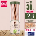 得力（deli） 铅笔素描绘图学生原木铅笔 学生用品 30支/桶 2B三角木世界S944