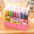得力儿童可水洗水彩笔小学生24色36色幼儿园初学者用带印章彩笔专70655(36色粉色外壳)