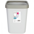 得力（deli）压圈方形垃圾桶 家用清洁桶纸篓 办公用品 中号 浅灰